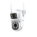 White icsee 600W outdoor night vision wireless surveillance camera with gun ball linkage and dual-screen display