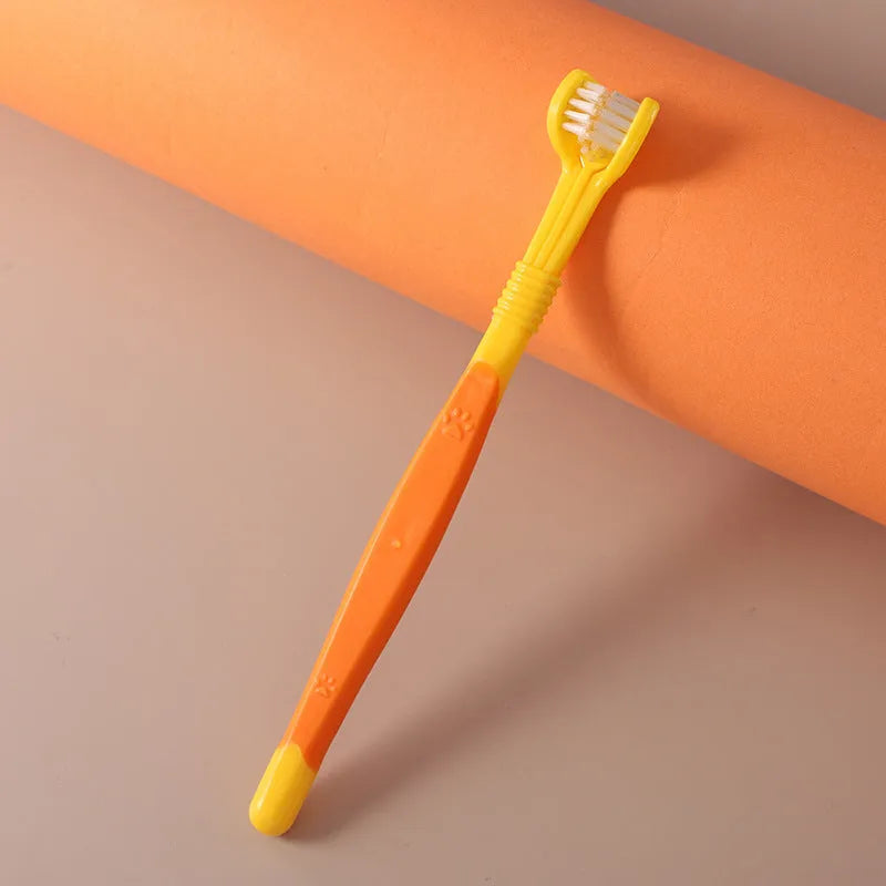 Pet toothbrush for dogs and cats in various colours including orange, dark green and yellow options