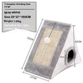 Triangular cat bed cage with sisal scratching surface in grey and white colour