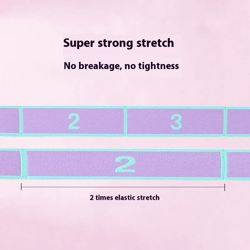 Digital eight-grid yoga stretch belt in assorted colours for dance and fitness, suitable for children and adults