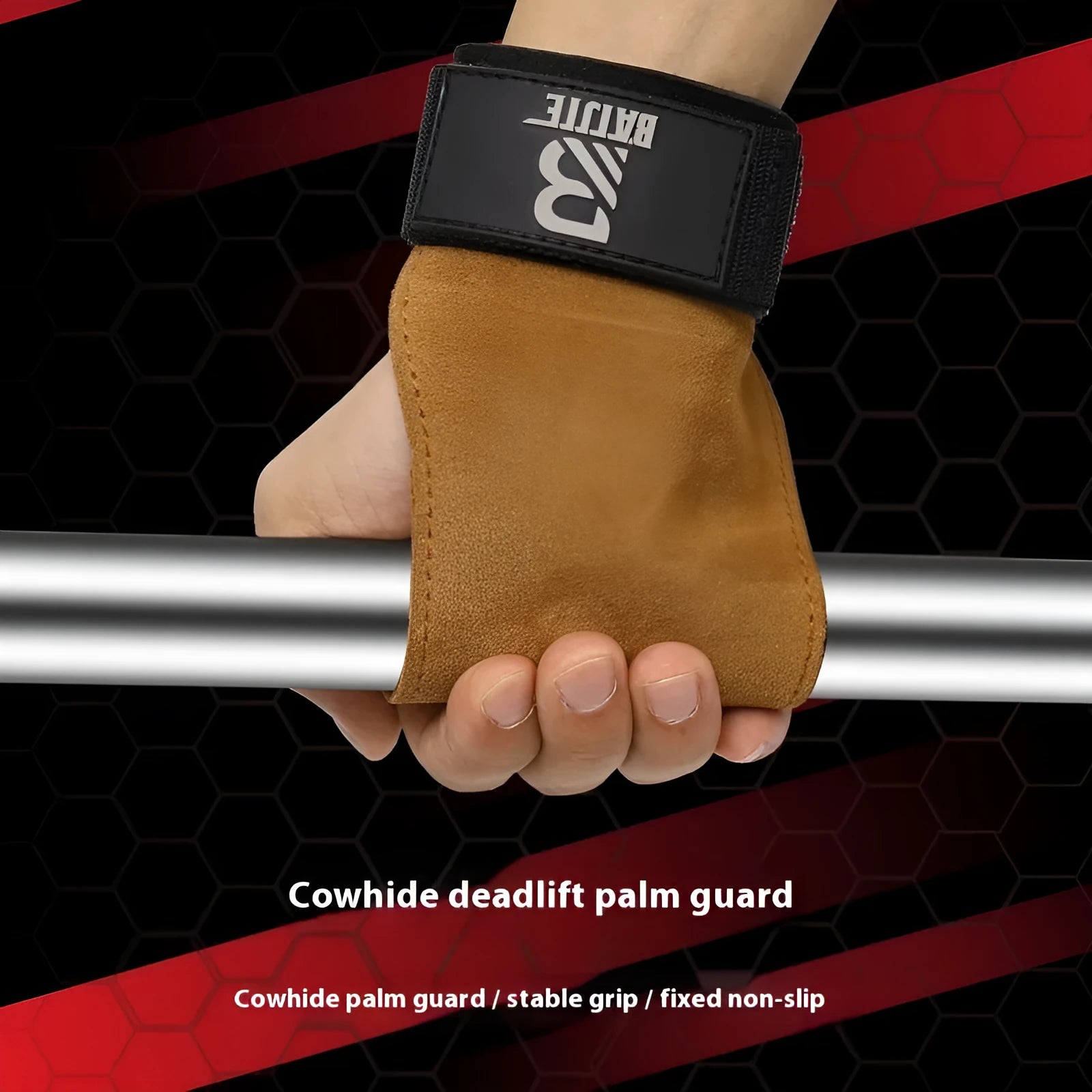 Brown fitness wrist protector with included grip strength bands for gym training.