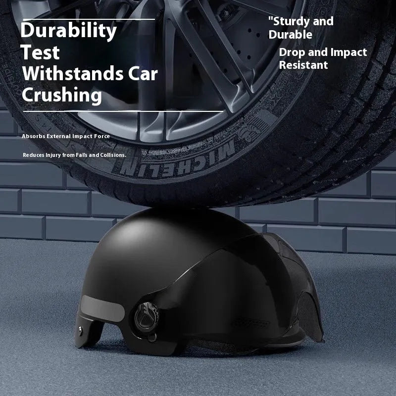3C-certified polypropylene electric motorcycle helmet with sun protection shown in light pink colour.