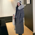 Women's Korean style loose thick polyester coat with Chinese knot buttons and fur collar in beige, black, gray