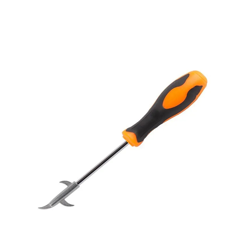 Stainless steel stone cleaning hook in black and yellow with cut stone cutting head and multi-functional hook shape