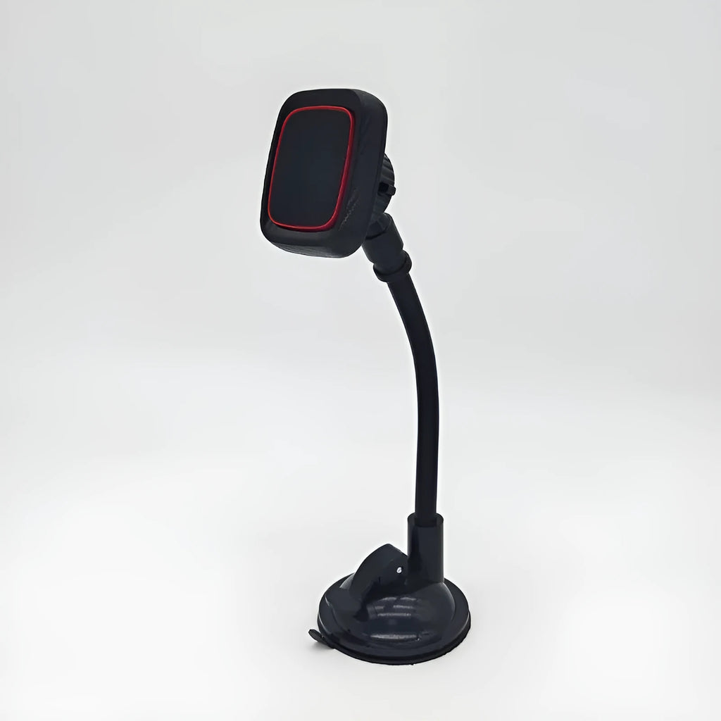 Black car air vent phone holder with long brush clamp for universal vehicle mounting