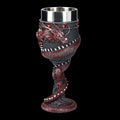 Red wine glass with Chinese dragon 3D art design and stainless steel stem
