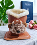 Nordic fluffy leather desktop glasses storage bucket 11.6x8.1x12cm cartoon animal