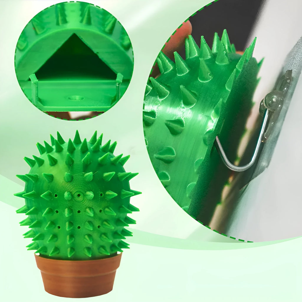 Creative Pet cactus cat scratch board in green plastic, 9x4x11cm, with automatic comb