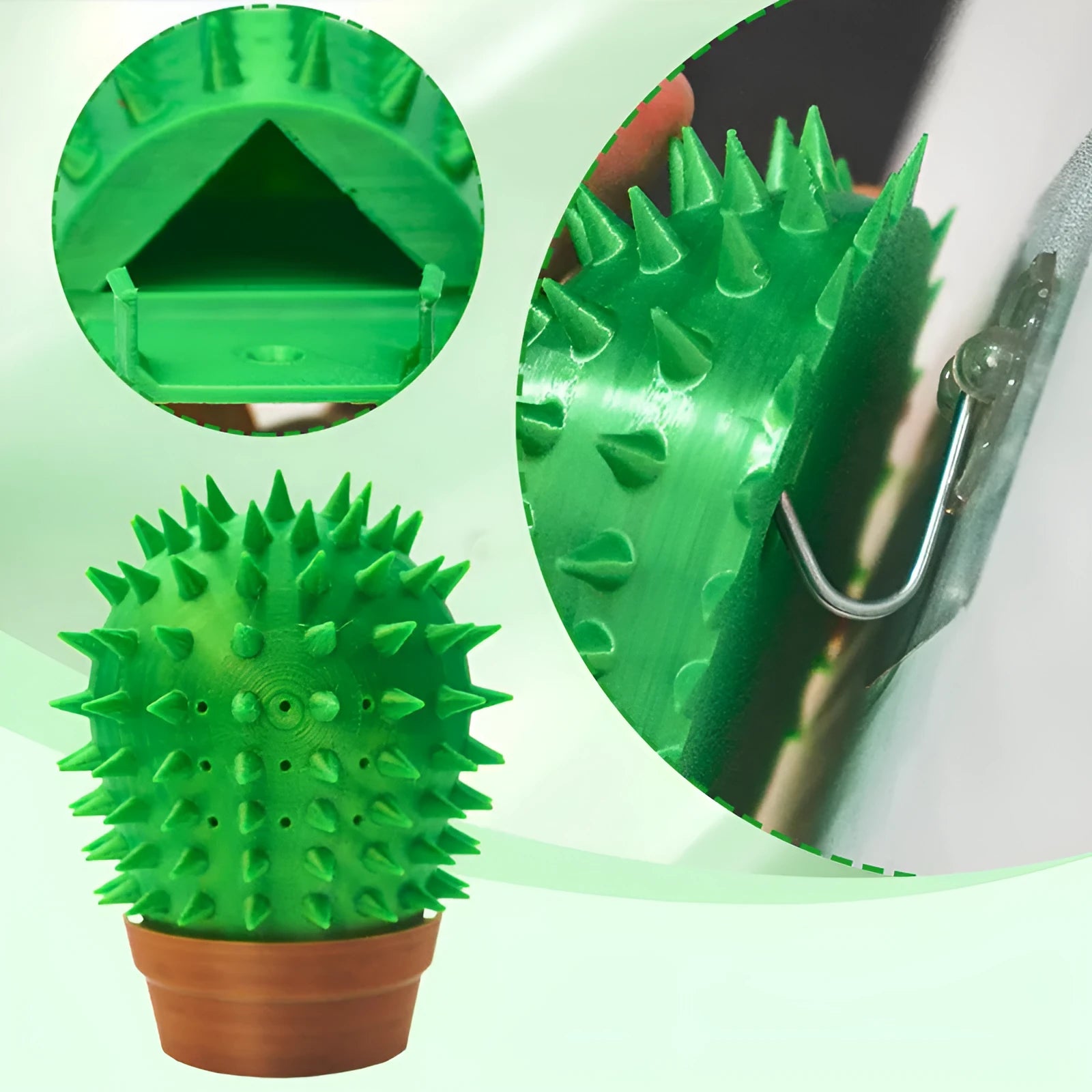 Creative Pet cactus cat scratch board in green plastic, 9x4x11cm, with automatic comb