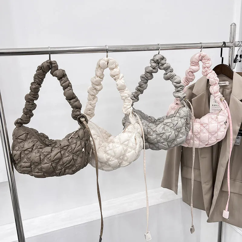 Women's nylon underarm bag with adjustable shoulder strap in solid colour options