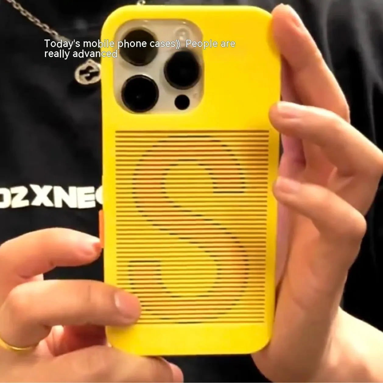 Frosted hard phone case for iPhone with international gesture print and yellow accent