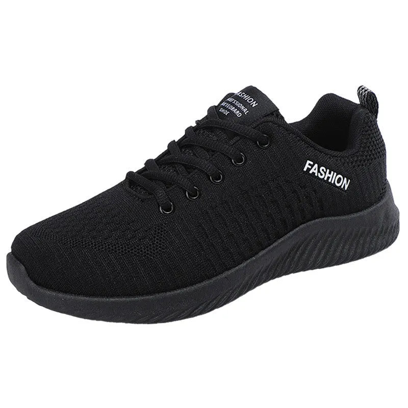 Men's lightweight mesh and PVC casual sports shoes in black, breathable for everyday wear
