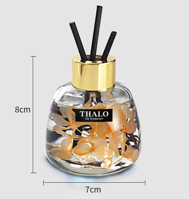 Glass bottle car perfume ornament with loose incense in various colour options.
