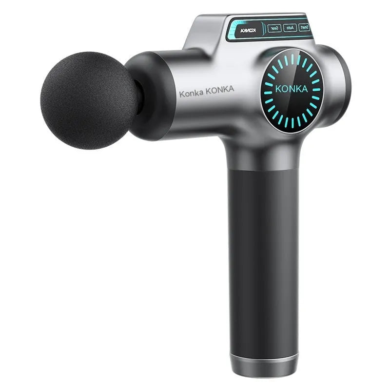 Massage gun muscle relaxation massager mini portable with LED screen multi-gear adjustment USB charging brushed motor gray