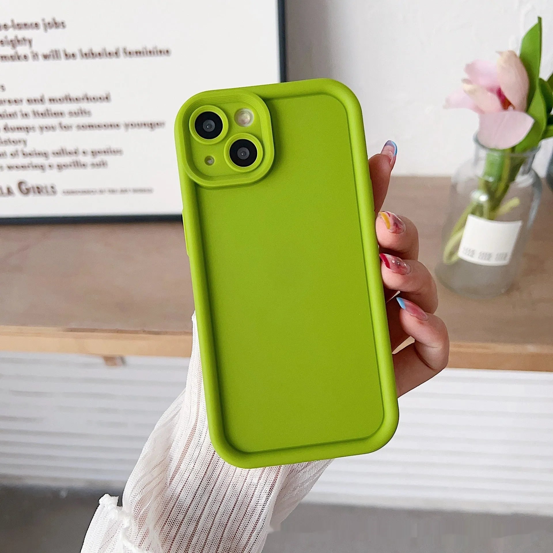 Frosted TPU phone case for Xiaomi with bracket and lanyard holes, solid colour soft shell
