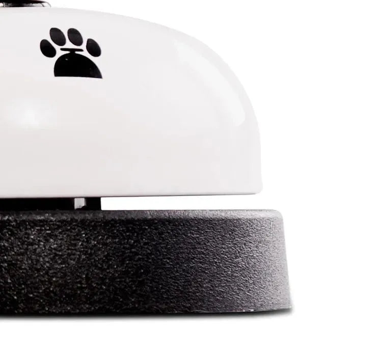 Pet bell cat dog trainer in red with footprint design attached to a collar