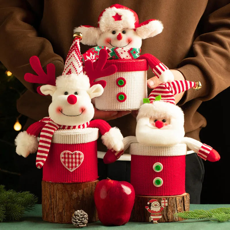 Christmas Eve gift box made of knitted flannel and Cellucotton with oversized cartoon design