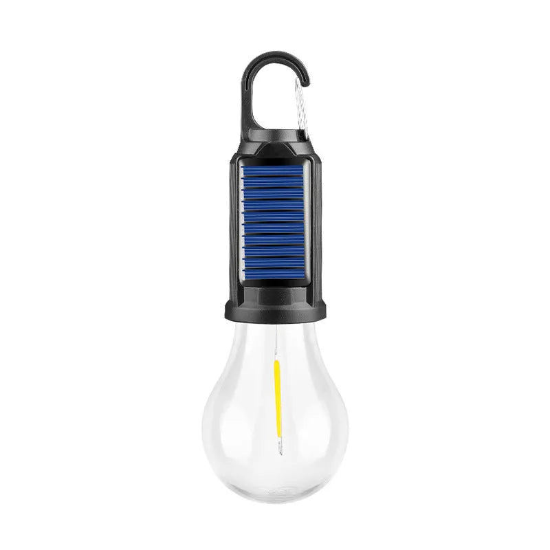 Five solar powered lantern style outdoor light bulbs with warm white LED lighting