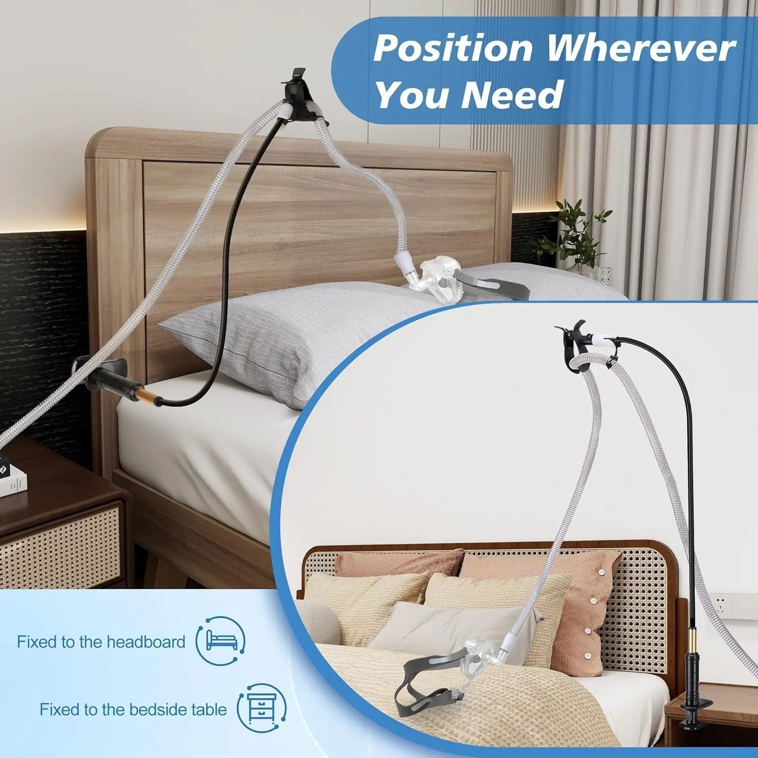 Black and white ventilator hose bracket with aluminium alloy construction measuring 95cm length