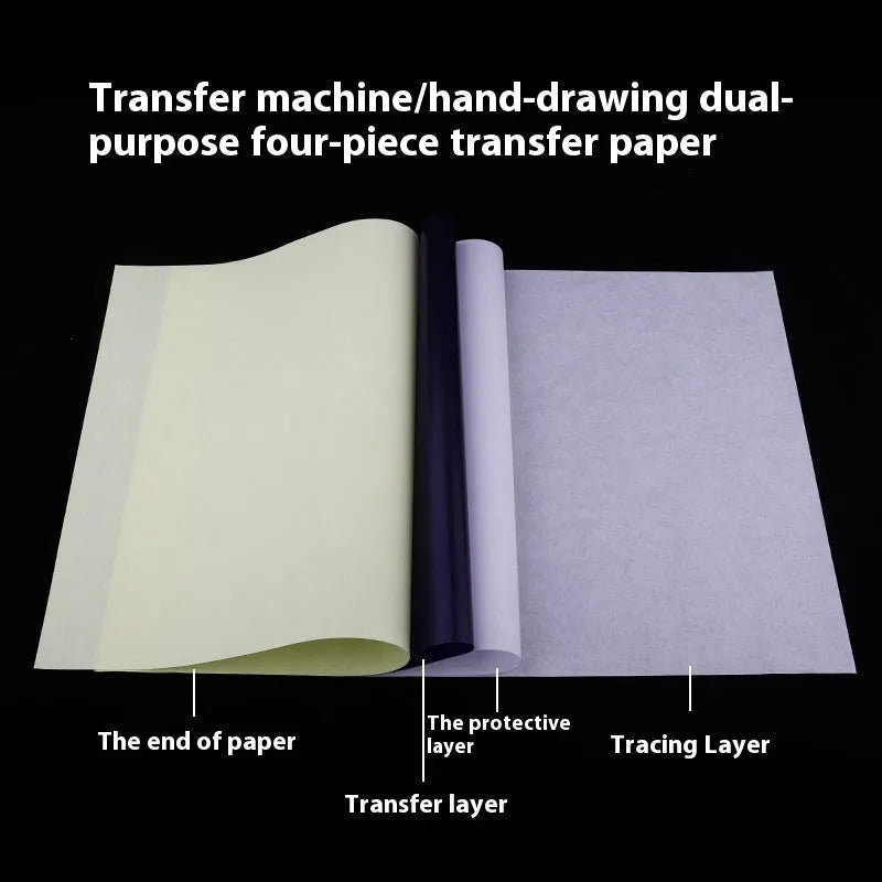 A4 tattoo transfer paper sheets for hand drawing and machine conversion with transfer paste gel