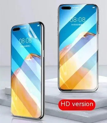 TPU screen protector for Samsung Galaxy phone showing HD, Frosted, and Anti-Blue Light film options.