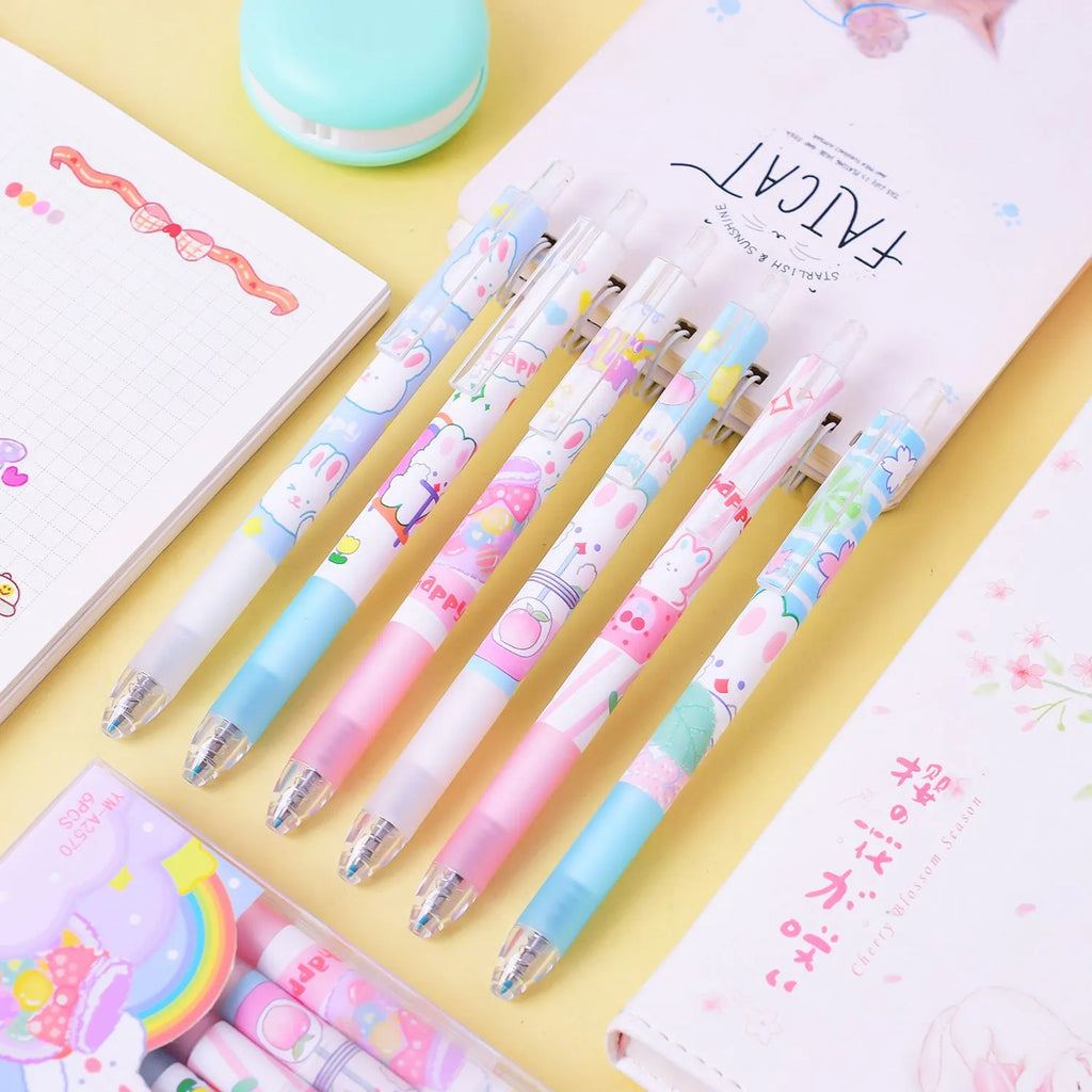 Cartoon bunny student stationery pen with 0.5mm black tip and plastic shell