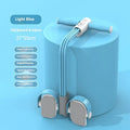 Blue portable intelligent foot pedal pull device with bold tubes, made of ABS plastic for home fitness.