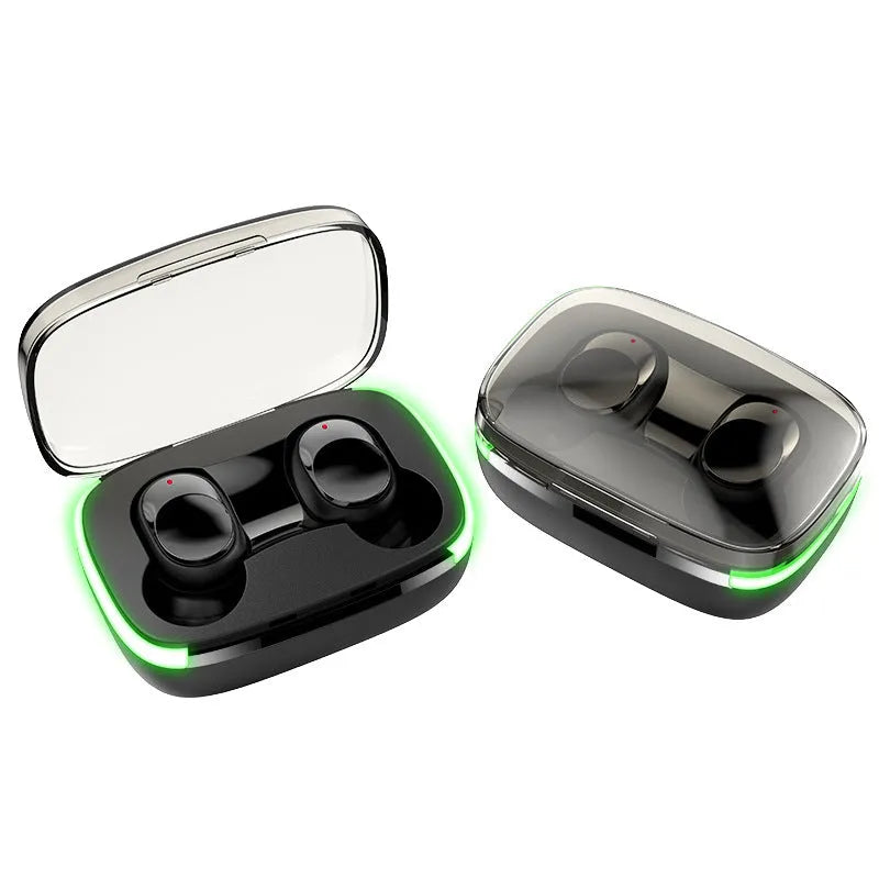 Touch Sports waterproof digital display true wireless headphones in Black with earbuds