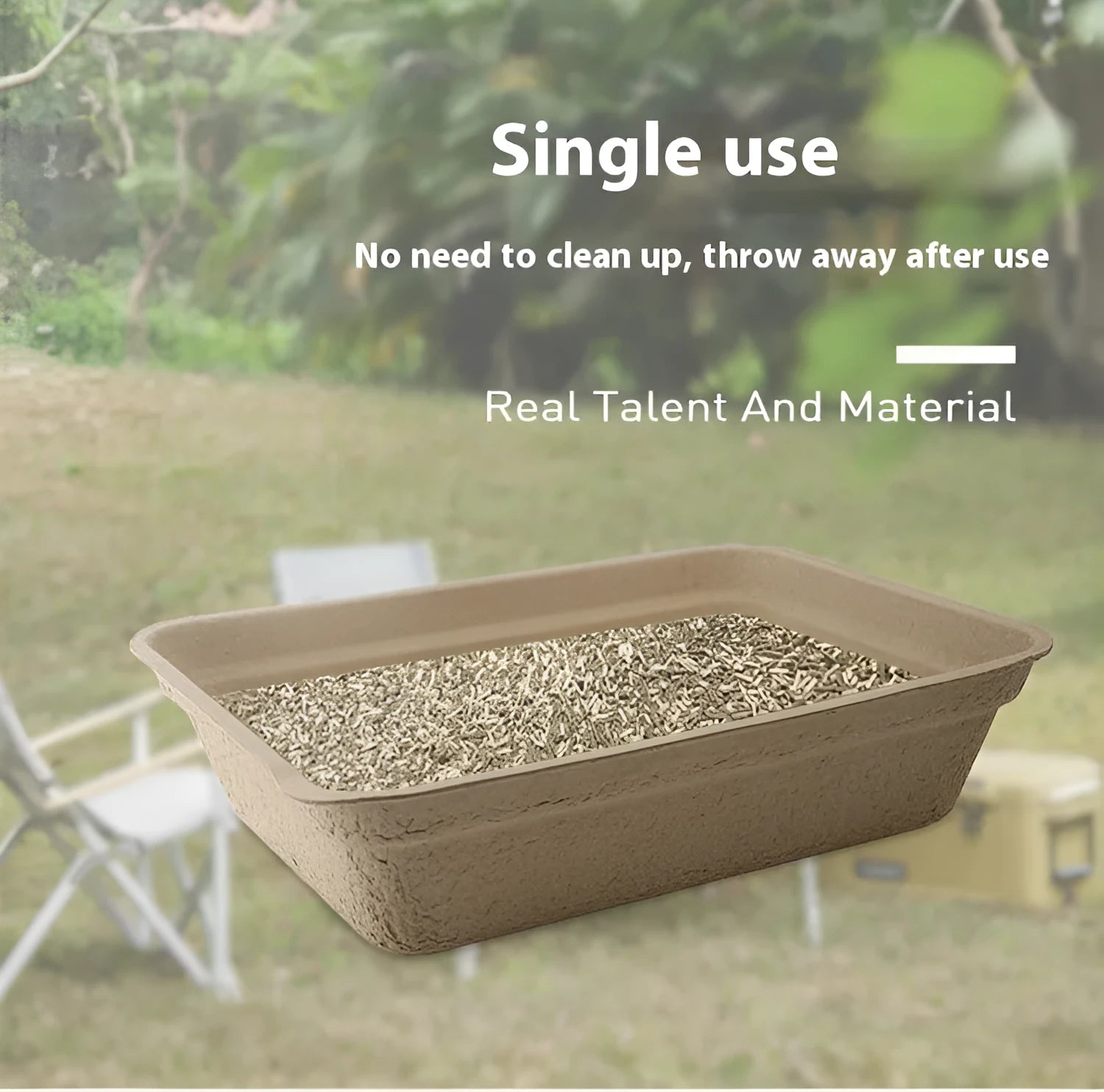 Brown disposable waterproof cat litter box made from eco-friendly degradable material.
