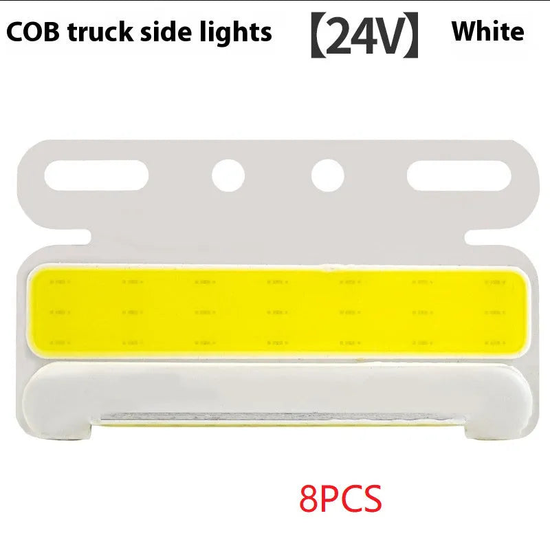 12V 24V aluminium alloy COB LED truck side light and grounded tyre light in multiple colours.