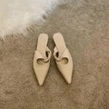 Women's leather slippers with semi-toe box design in four colour options
