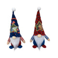 Two faceless red Rudolf baby doll cloth ornaments with suit design, 32cm long.