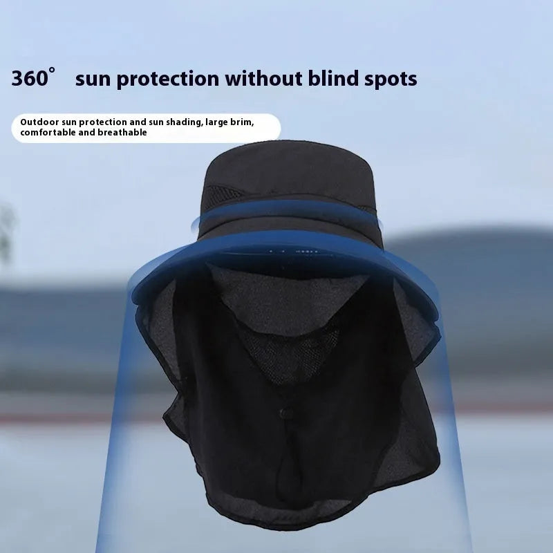 Men's wide brim fisherman hat in polyester fabric with adjustable fit for sun protection
