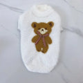 New winter dog cat bow tie bear sweater in wool, pet clothing in purple, pink, green-blue, white