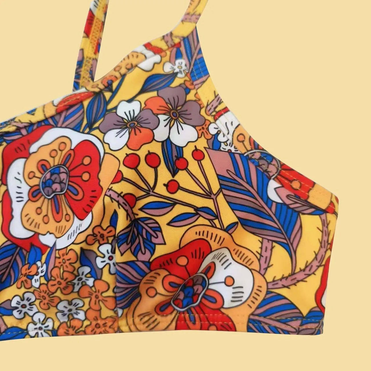 Women's plus size floral print bikini swimsuit with adjustable straps in briefs cut
