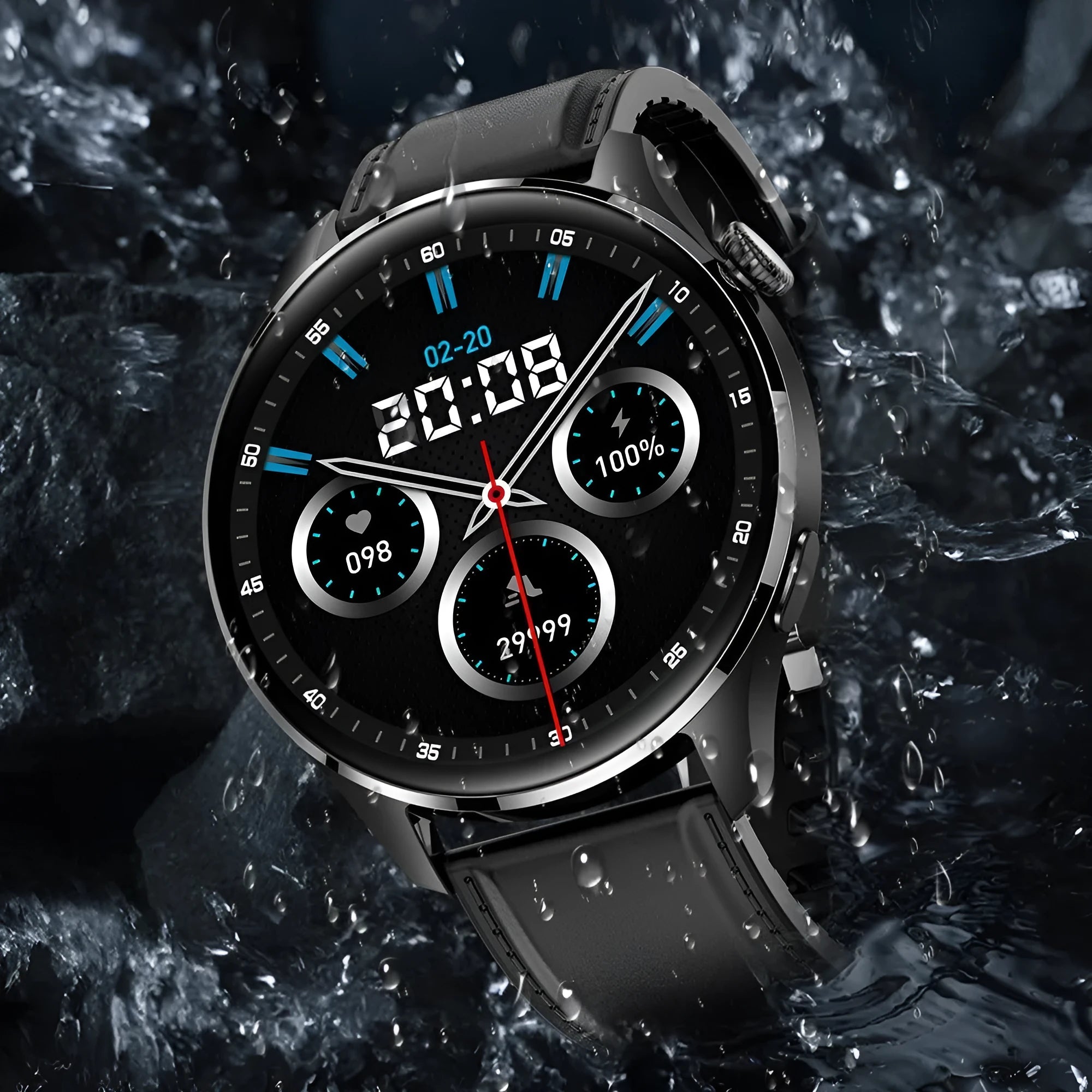 Smart watch with round colour screen on wrist, showing Bluetooth call interface with zinc alloy case.