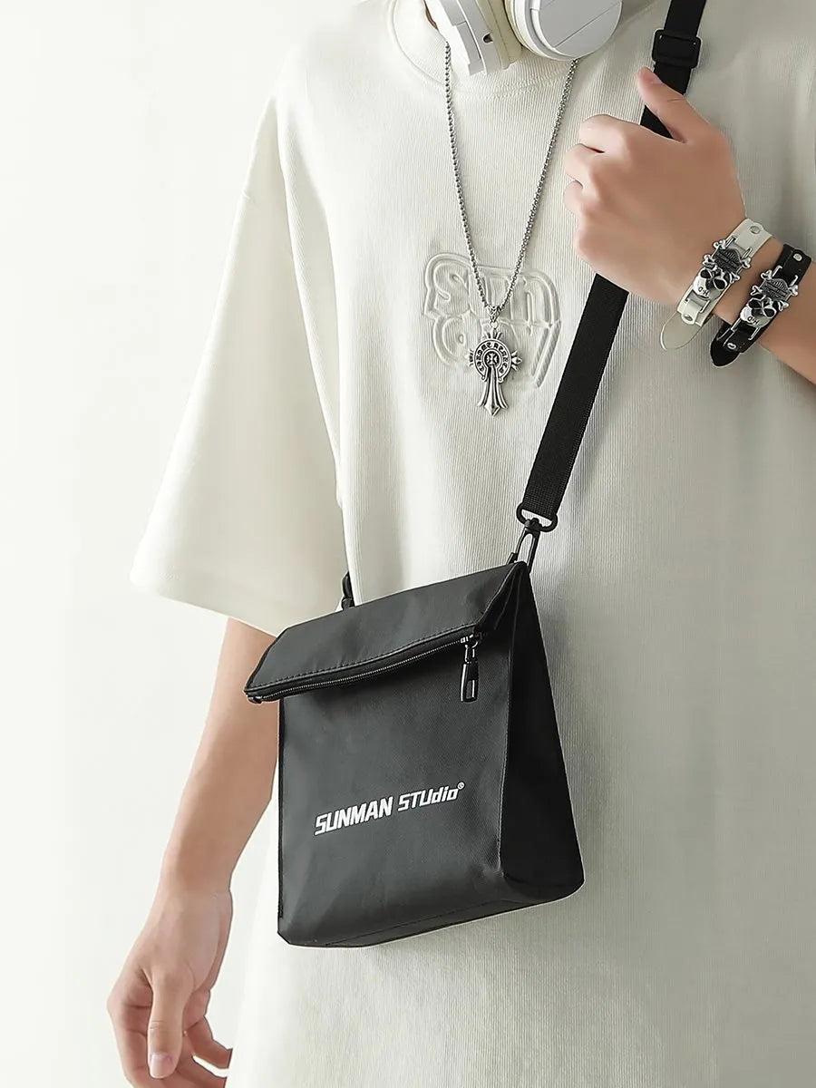 Street trend messenger backpack with sewing line detailing in bends and hitches colour option