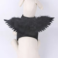 Black and white angel wings costume for dogs with chest-back attachment design
