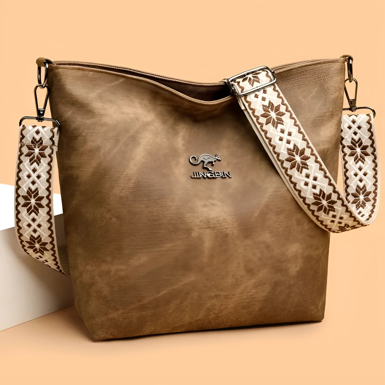 Soft PU leather women's crossbody bag in grey pink yellow with adjustable strap