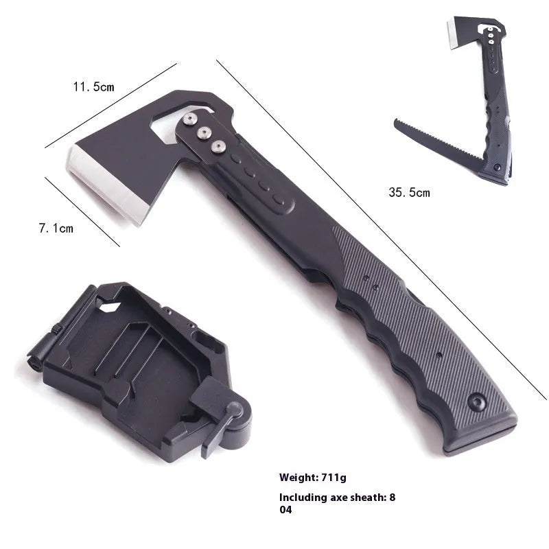 Multi-functional outdoor survival axe with stainless steel blade and ABS plastic handle