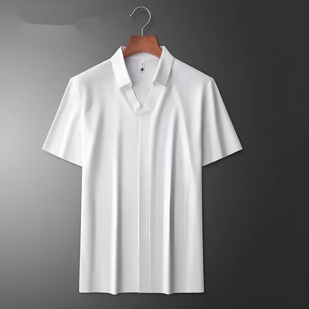 Men's slim fit lapel polo short-sleeved T-shirt in cotton blend fabric available in three colours