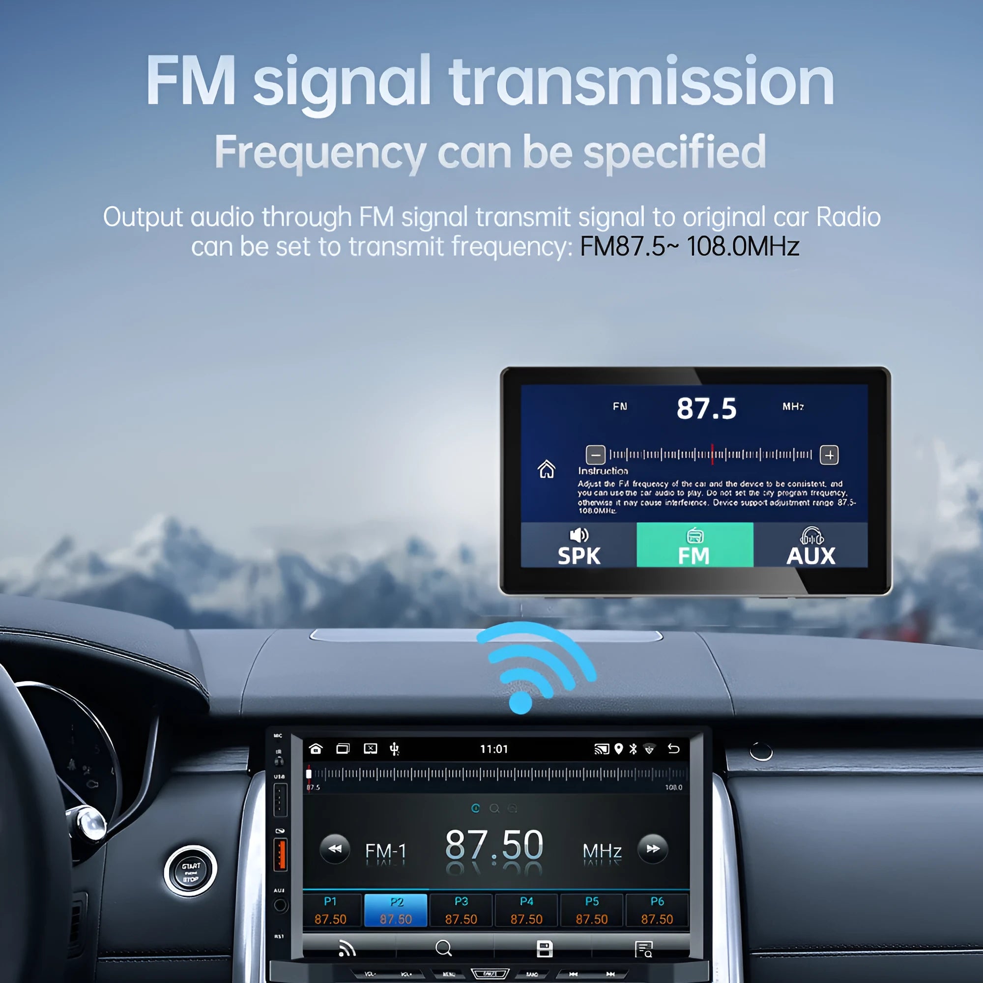 7-inch wireless CarPlay projection camera with wide-angle lens and dual camera system