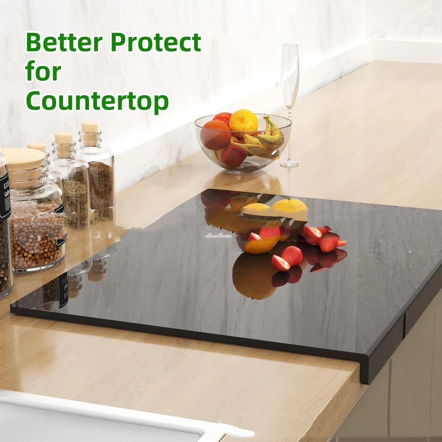 Black transparent acrylic chopping board with three size options 30x20cm, 40x30cm, 45x32cm