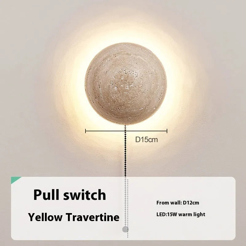 Vintage semicircle wall lamp with yellow cave stone shade and iron mounting