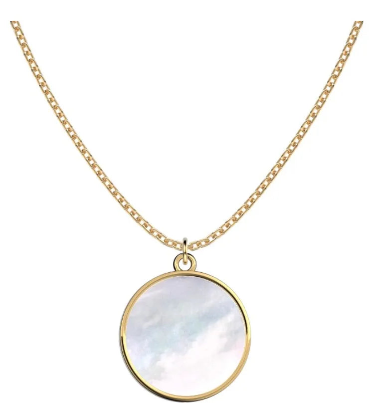White shell honeycomb pendant on gold electroplated sterling silver 925 clavicle chain necklace for women