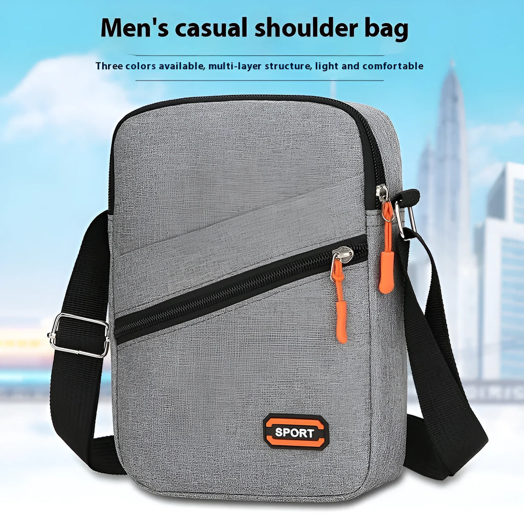 Ultra light Oxford cloth crossbody commuter bag in silver grey, black or navy blue.