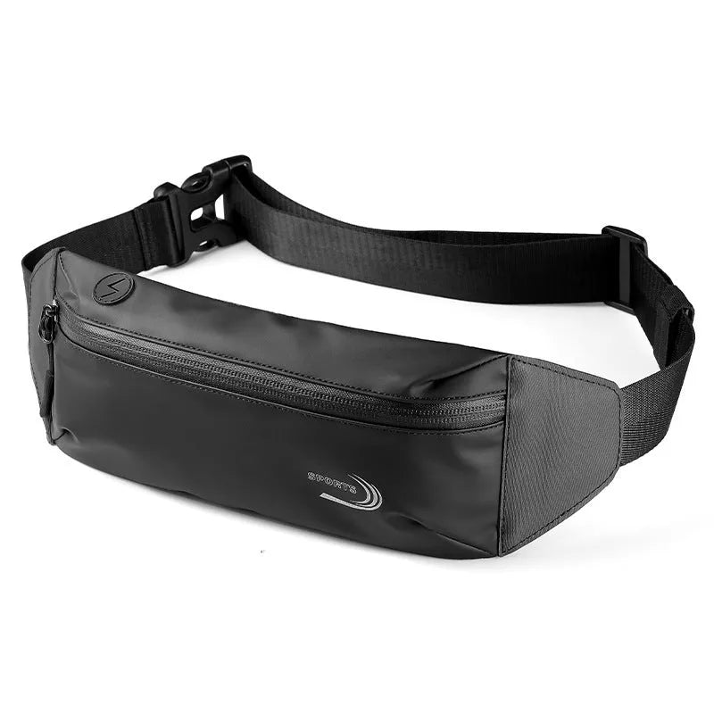 Men's blue waterproof sports waist bag made from Derm Oxford polyester fabric