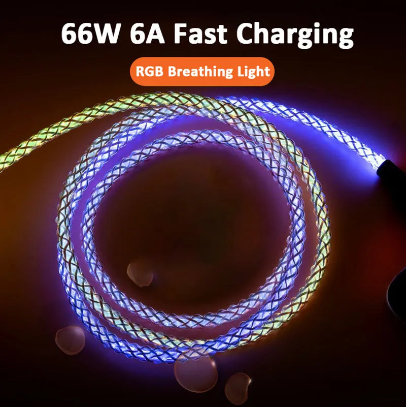 Colourful phantom gradient 1.2m data cable with Lightning, Micro USB and TYPE-C connectors