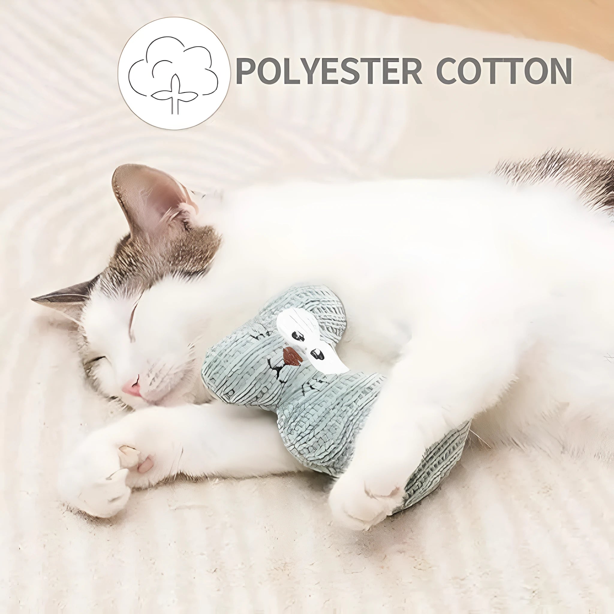 Cyan and light coffee plush rope catnip toy with bell for kittens and cats