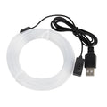 Universal car EL ambience light strip with USB connector in colourful illuminated state